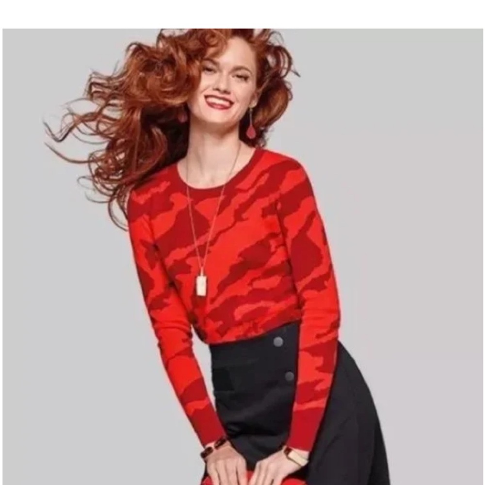 CAbi Red Camouflage Women's Sweater